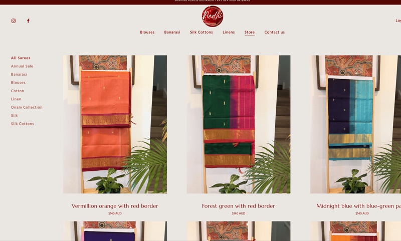 Nadhi saree store product grid