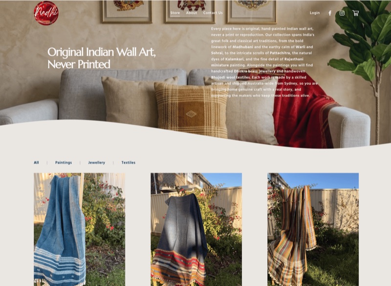 Nadhi Artistry original Indian wall art page