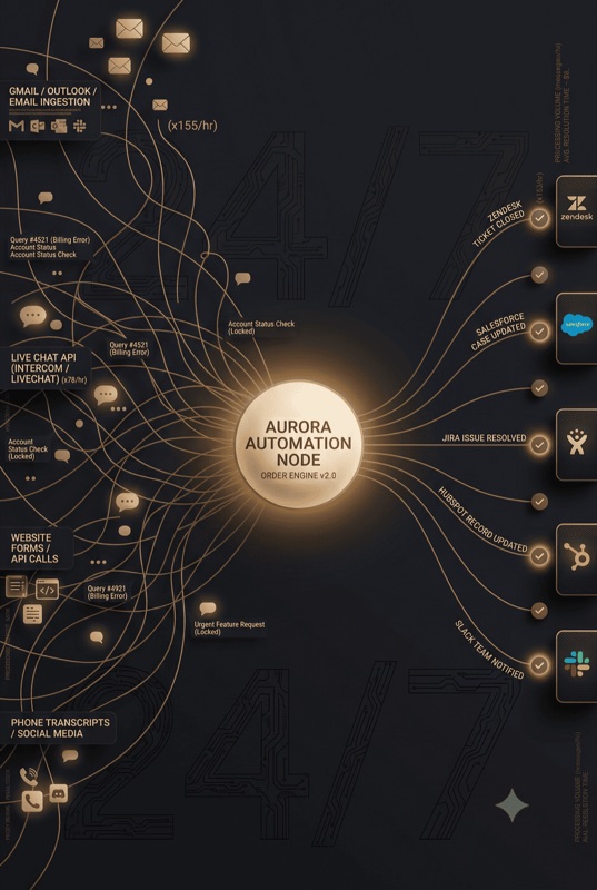 AI assistant absorbing enquiries and returning resolved outcomes