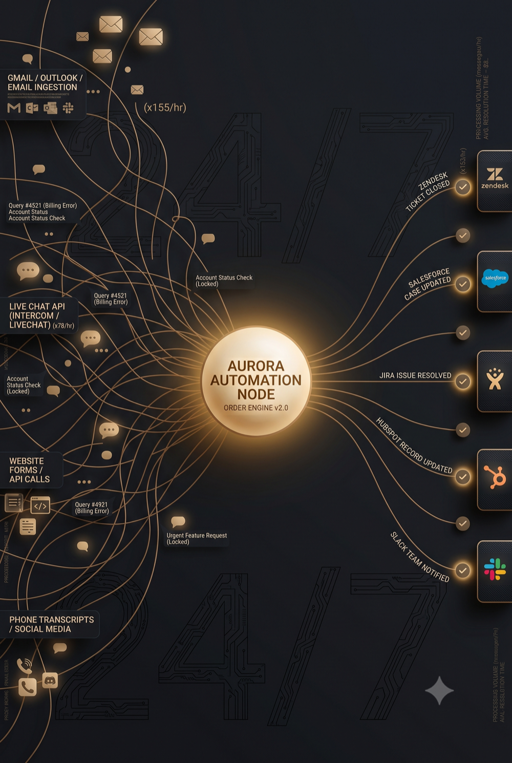 AI assistant absorbing enquiries and returning resolved outcomes